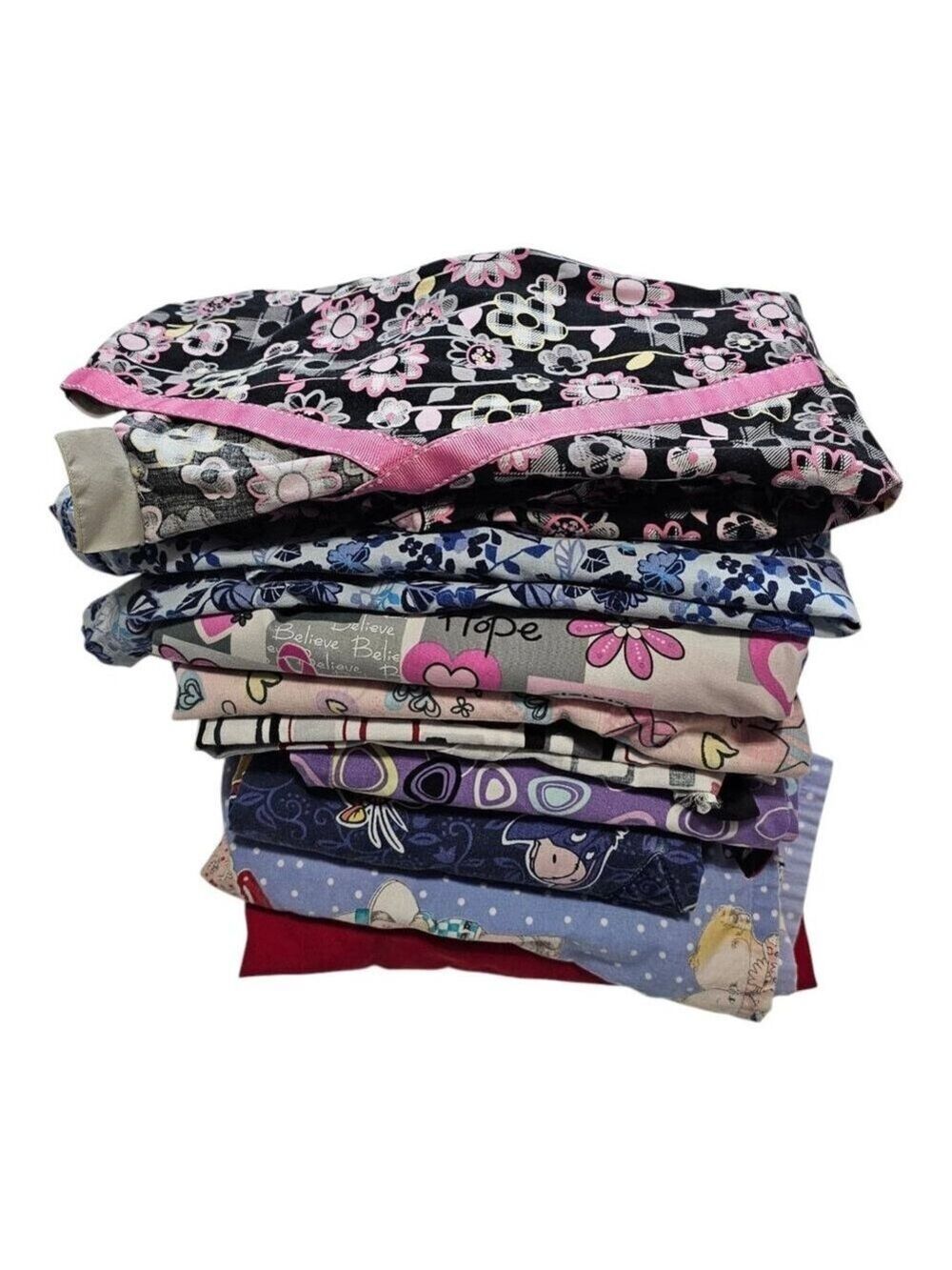 Bundle 9 Scrub Tops Fabric Lot DIY Sewing Upcycle Craft Cutter Projects